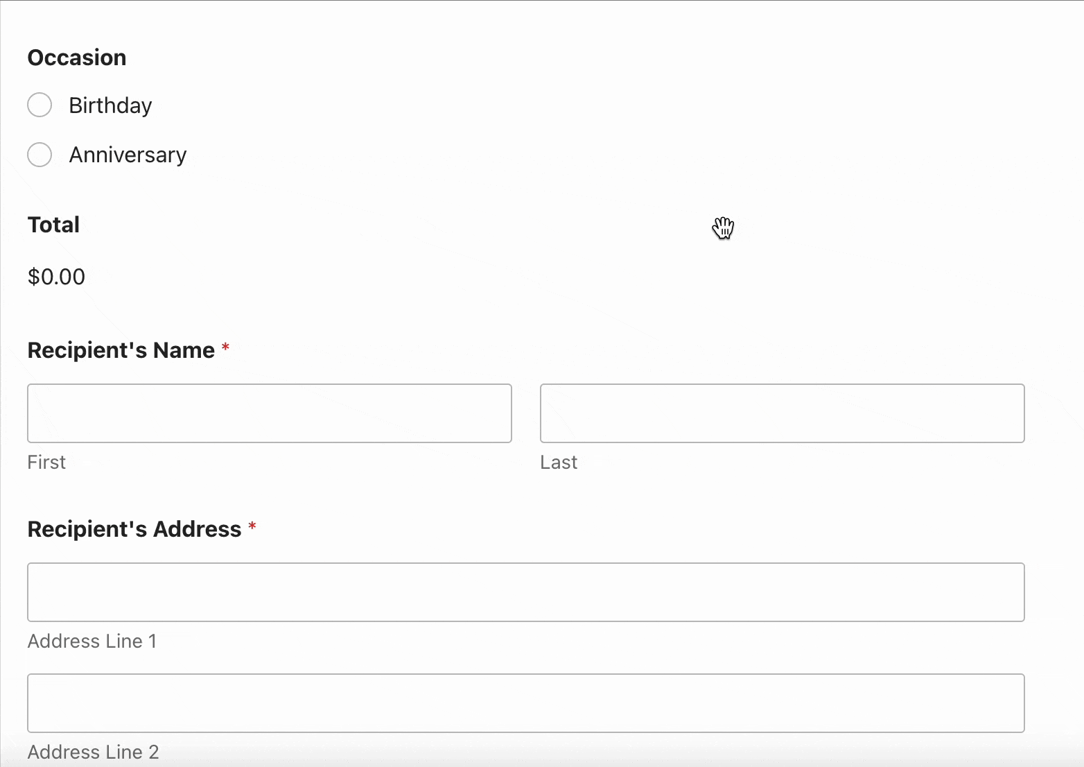 Demo showing conditional logic on layout field