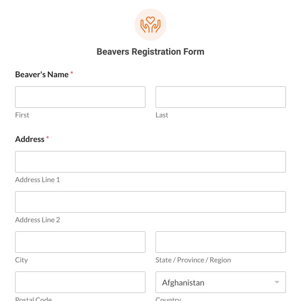 Beavers Registration Form Template