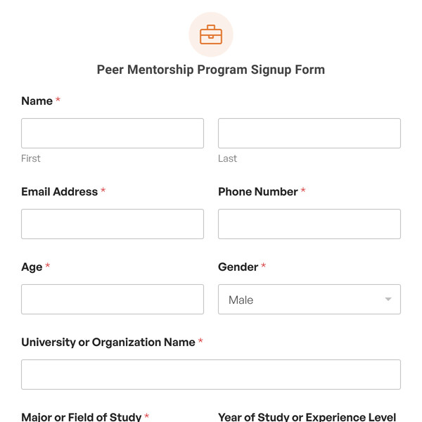 Peer Mentorship Program Signup Form Template