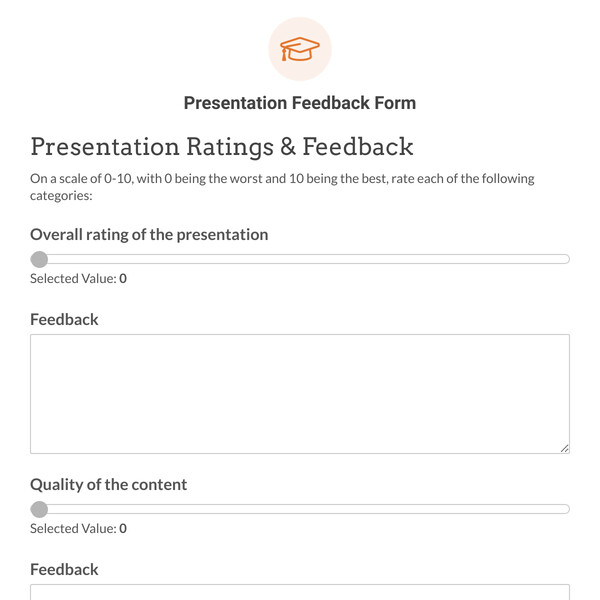 Presentation Feedback Form Template