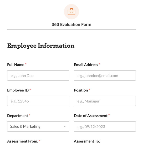 360 Evaluation Form Template