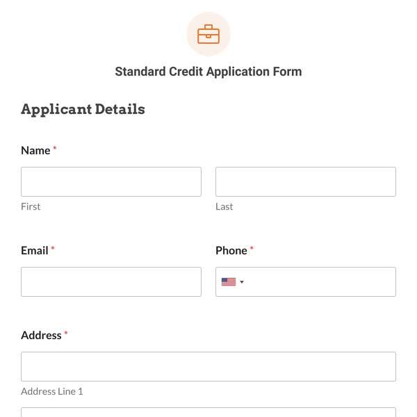 Standard Credit Application Form Template