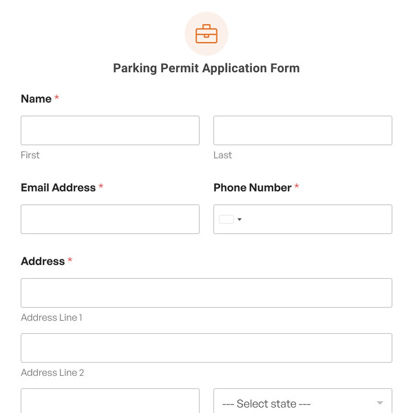 Parking Permit Application Form Template