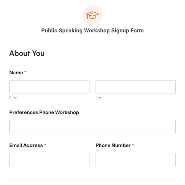 Public Speaking Workshop Signup Form Template