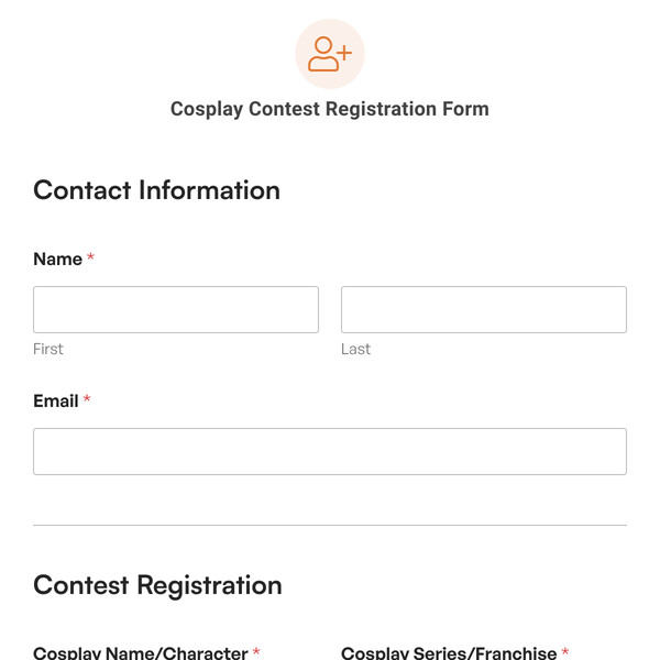 Cosplay Contest Registration Form Template