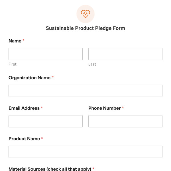 Sustainable Product Pledge Form Template