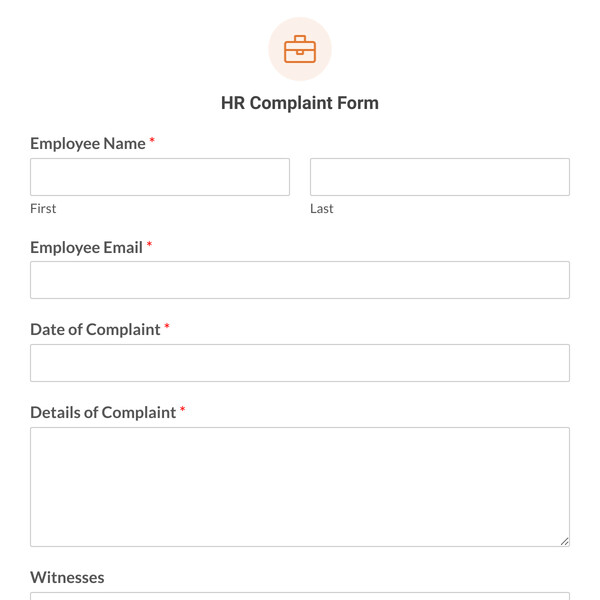 HR Complaint Form Template