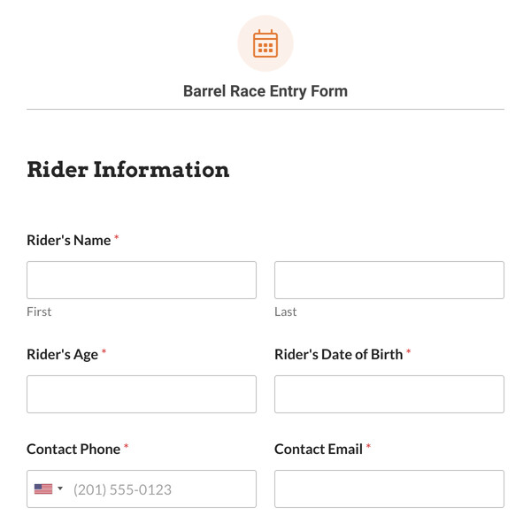 Barrel Race Entry Form Template