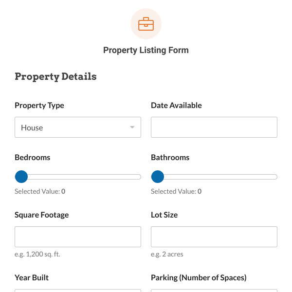 Property Listing Form Template