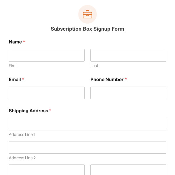 Subscription Box Signup Form Template