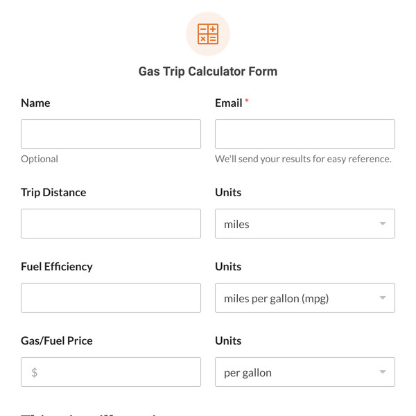 Gas Trip Calculator Form Template