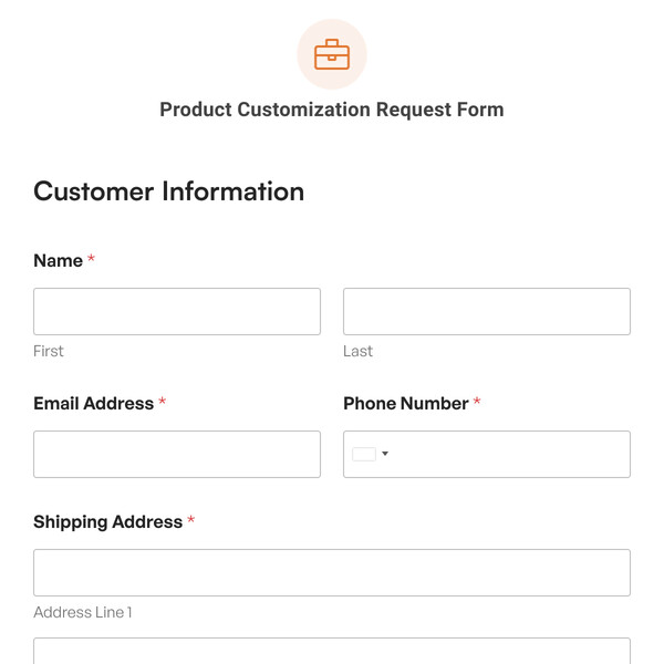 Product Customization Request Form Template