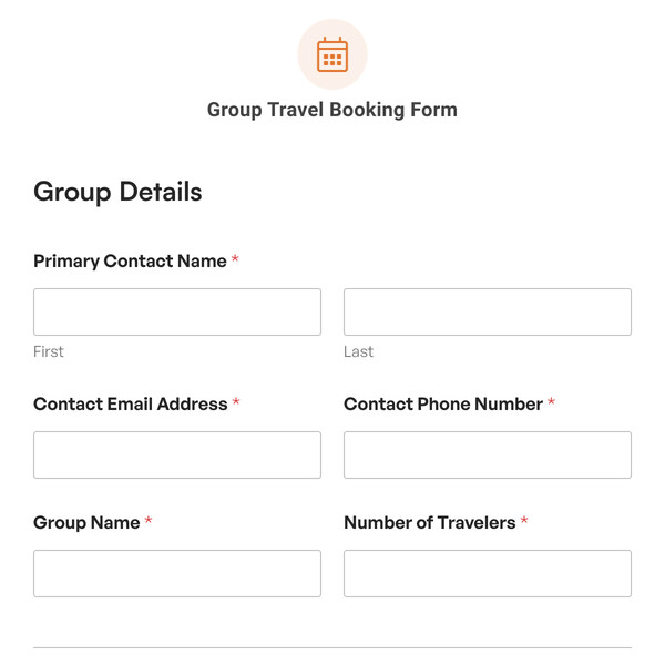 Group Travel Booking Form Template