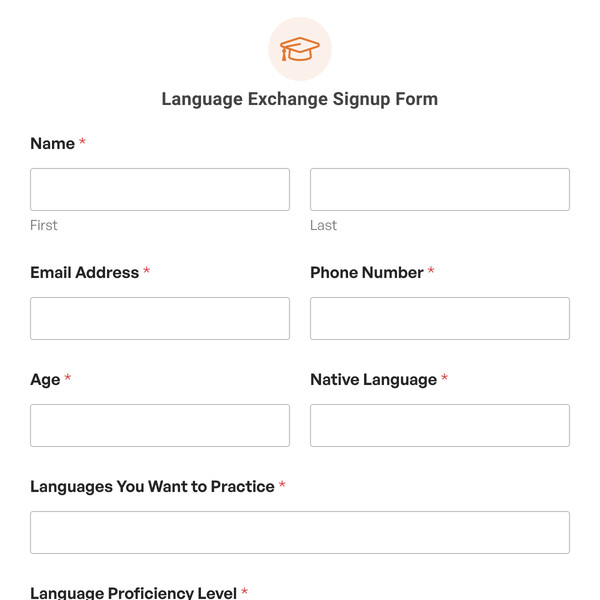 Language Exchange Signup Form Template