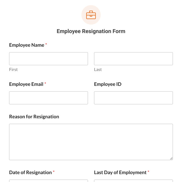 Employee Resignation Form Template