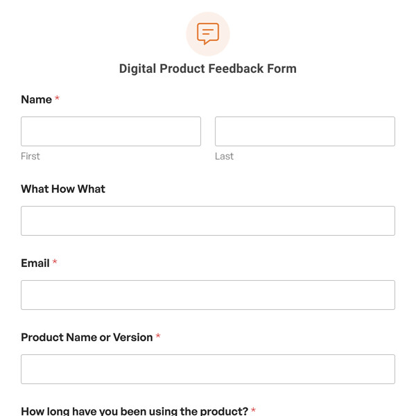 Digital Product Feedback Form Template