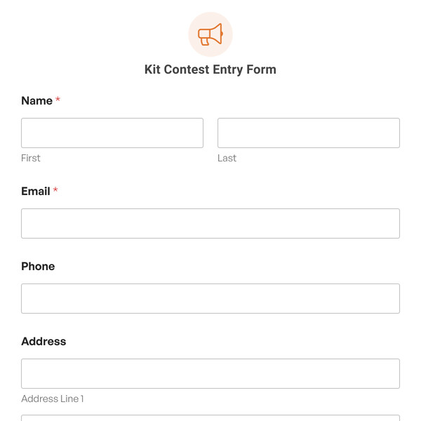 Kit Contest Entry Form Template