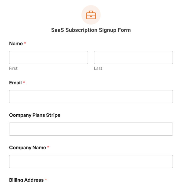 SaaS Subscription Signup Form Template