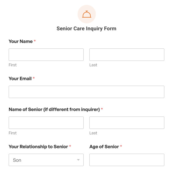 Senior Care Inquiry Form Template