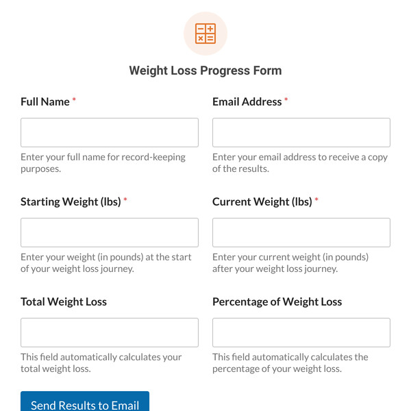 Weight Loss Progress Form Template