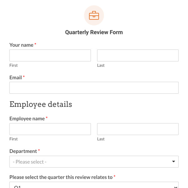 Quarterly Review Form Template