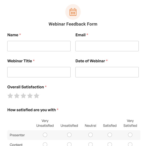 Webinar Feedback Form Template