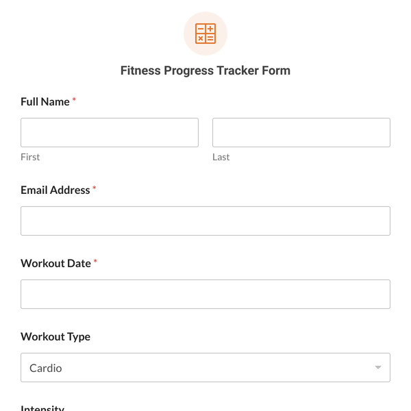 Fitness Progress Tracker Form Template