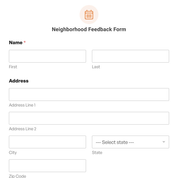 Neighborhood Feedback Form Template