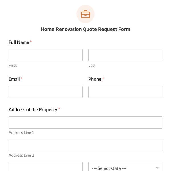 Home Renovation Quote Request Form Template