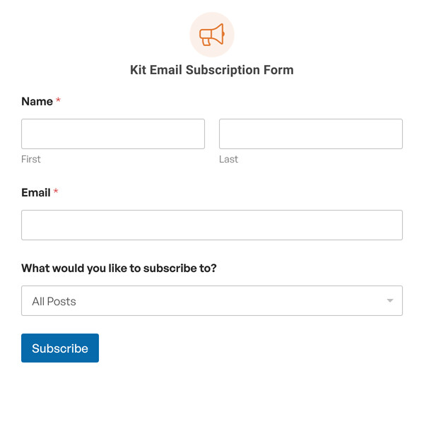 Kit Email Subscription Form Template