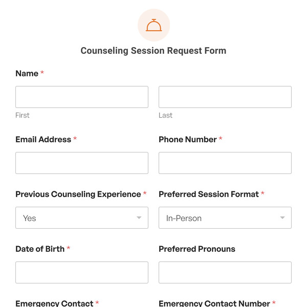 Counseling Session Request Form Template