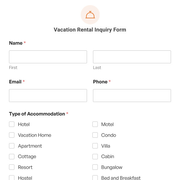 Vacation Rental Inquiry Form Template