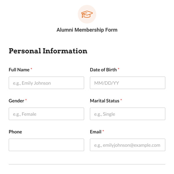 Alumni Membership Form Template