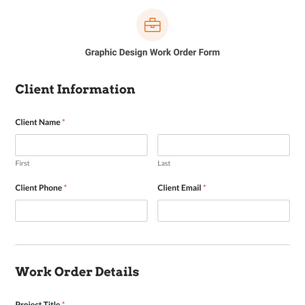 Graphic Design Work Order Form Template