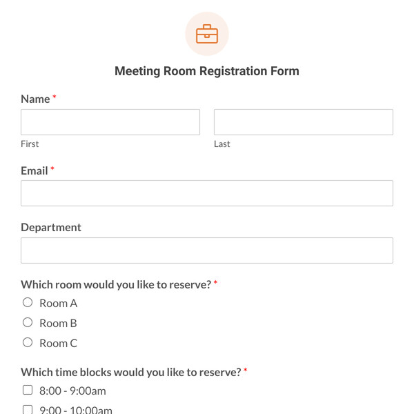 Meeting Room Registration Form Template