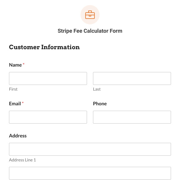 Stripe Fee Calculator Form Template