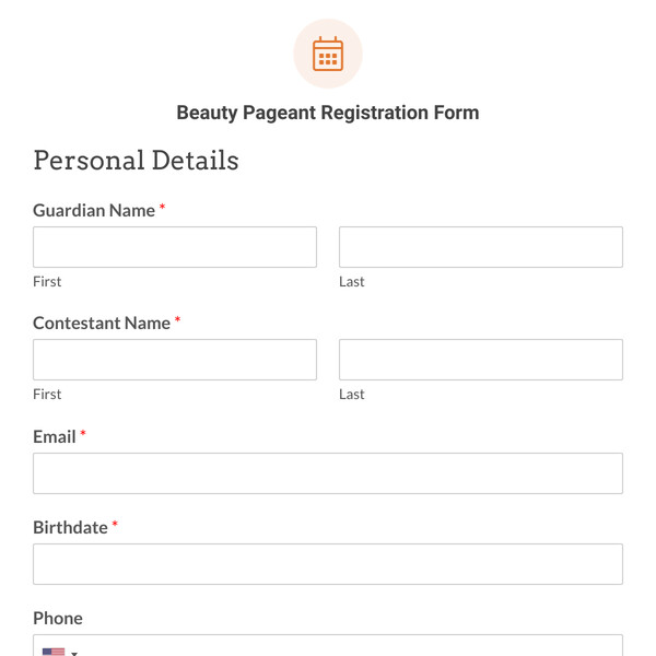 Beauty Pageant Registration Form Template