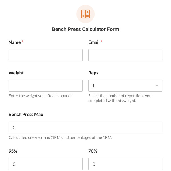 Bench Press Calculator Form Template