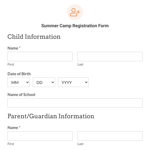 Summer Camp Registration Form Template