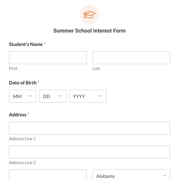 Summer School Interest Form Template