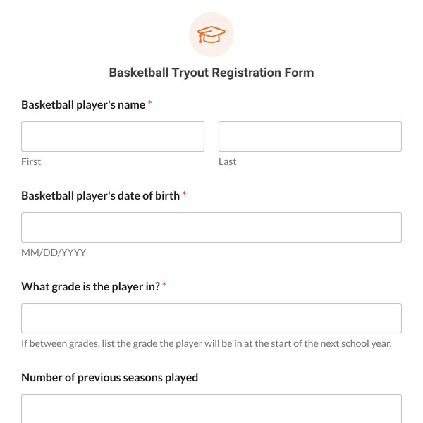 Basketball Tryout Registration Form