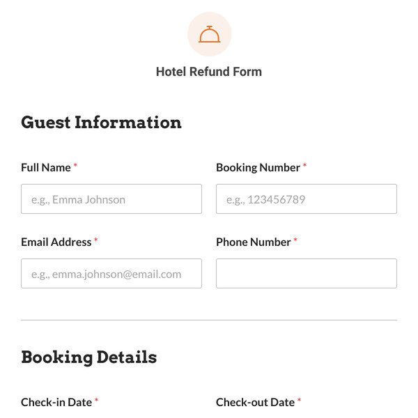 Hotel Refund Form Template