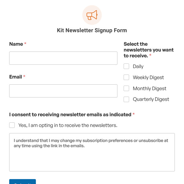 Kit Newsletter Signup Form Template