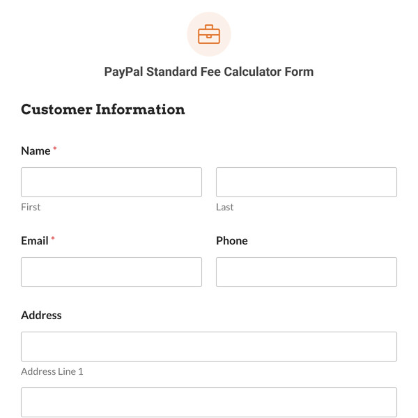 PayPal Standard Fee Calculator Form Template