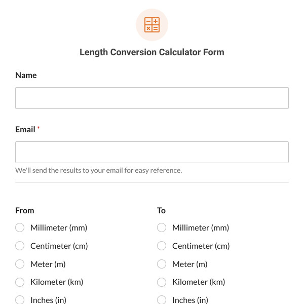 Length Conversion Calculator Form Template