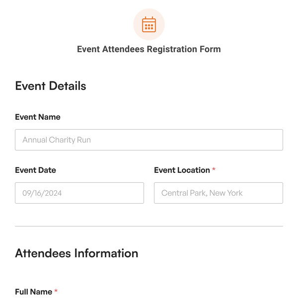 Event Attendees Registration Form Template