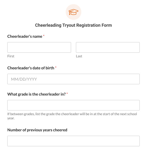 Cheerleading Tryout Registration Form Template