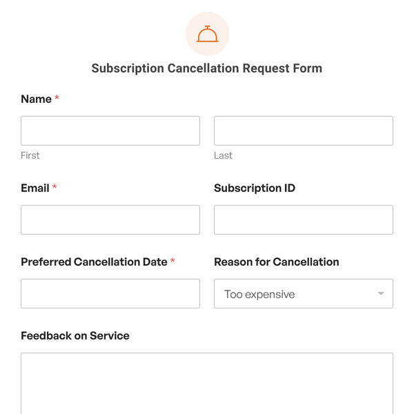 Subscription Cancellation Request Form Template