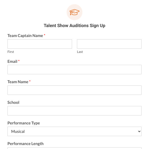 Talent Show Auditions Sign Up