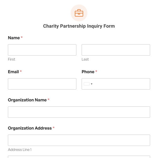 Charity Partnership Inquiry Form Template